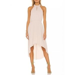 NWT‎ Ramy Brook Midi Dress Women's S Cream Smocked Halter High-Low Elegant